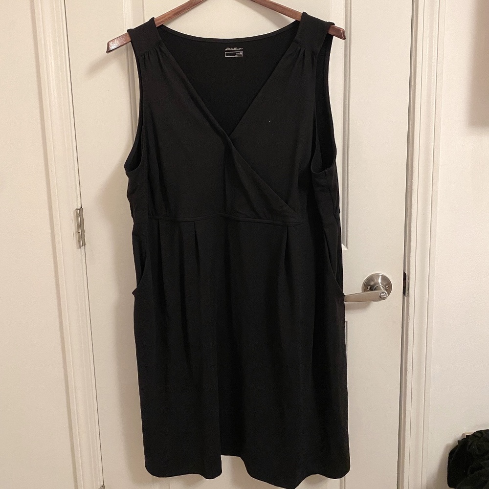 Eddie Bauer Plus Size 3X Black Women's Midi V Neck Slip Dress